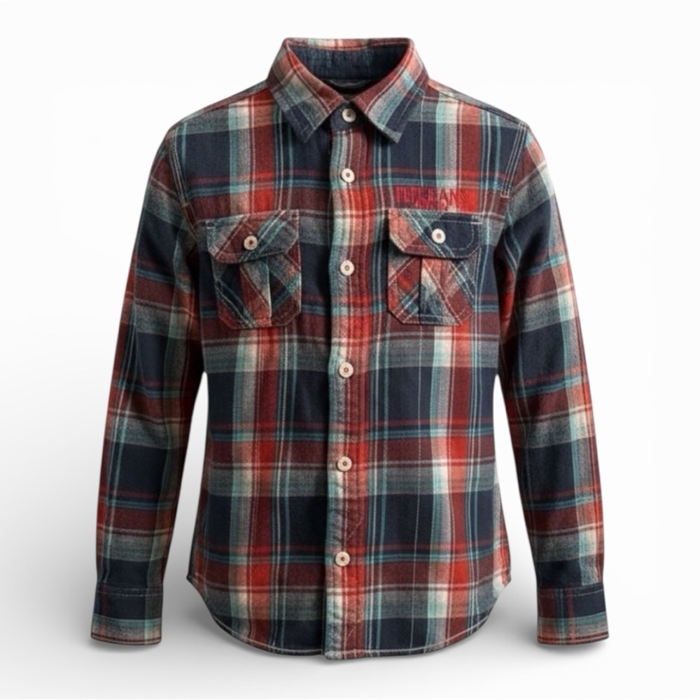 Pepe Jeans London Boys Plaid Flannel Shirt Elbow Patches Size 8–9